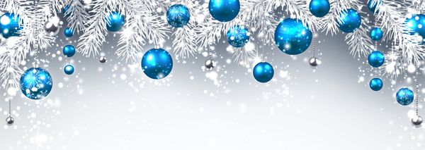 Christmas background with blue balls. Vector paper illustration.